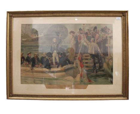 Large Victorian print Fred Roe "Good Bye My Lads", depicting Nelson, in glazed frame.105 x 76cm including the frame.