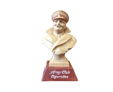 Pottery figure of Churchill inscribed 'Army Club Cigarettes'