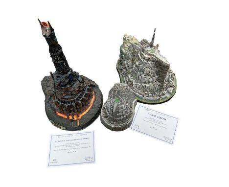 Danbury Mint Lord of the Rings models of the two towers, with certificates and a smaller model