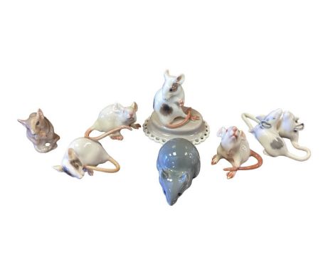 Six Royal Copenhagen and Bing &amp; Gripondahl models of mice, numbered 521, 1012, 2569, 1010, 164 and 344 together with a Da