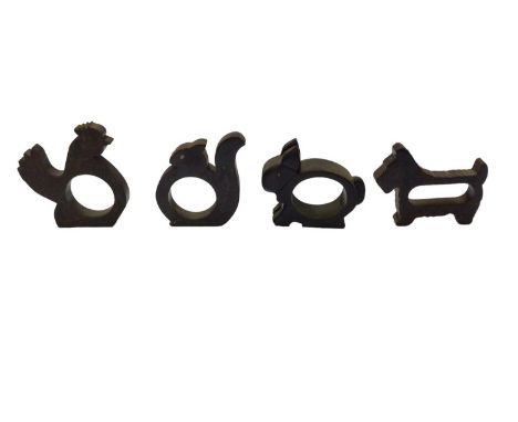 Group of Art Deco Bakelite napkin rings, mostly in the form of animals