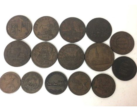 G.B. - Mixed 19th century Copper Tokens to include Pennies Bilston Obv: View of Iron Furnaces, Rev: One Penny Payable &amp; B