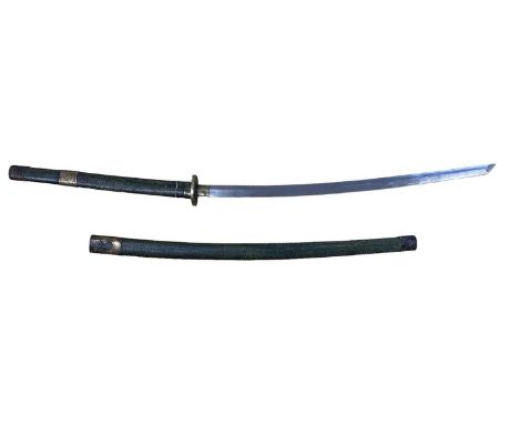 20th century Japanese katana with shagreen covered grip and scabbard, the blade 68.5cm in length