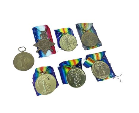 Collection of First World War campaign medals comprising 1914 - 15 Star named to 3351 DVR. G. H. Dolphin. A.S.C. and six Vict