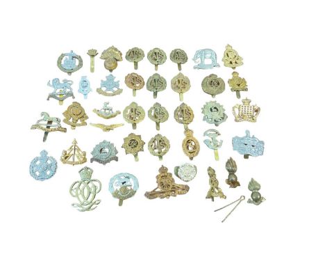 Collection of forty British Military cap badges, for various regiments including Royal Army Ordnance Corps, ATS and others. O