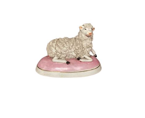 19th century Staffordshire pottery model of a sheep