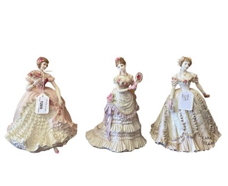 Collection of 15 porcelain figurines to include Royal Worcester, Royal Doulton, Wedgwood, Coalport, Nao etcAll in good condit