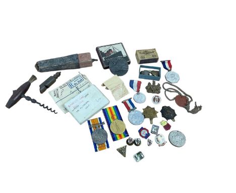 First World War pair comprising War and Victory medals named to M-271254 PTE. G. Collins. A.S.C, in box of issue, together wi
