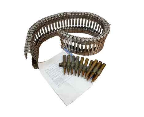 Second World War American Air Force ammunition feed chute for a .50 cal. machine gun. N.B. With provenance note explaining ho