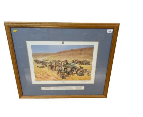 Peter Archer- The Convoy, signed limited edition print, no. 505 / 850. Operation Desert Storm. Approx 51.5 x 36cm