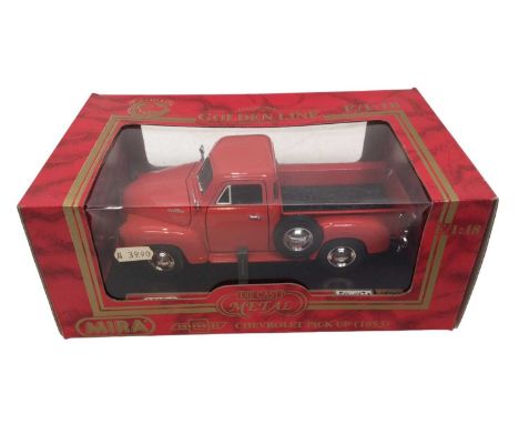 Mira Golden Line 1:18 scale diecast models '49 Ford (1949) (x2), GMC Carryall Suburban (1950), Chevrolet Pick Up (1953) and o