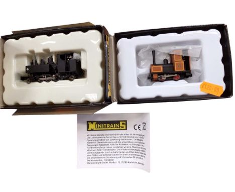 Two Minitrains locomotives Bagnall maroon 2012 &amp; Baldwin 2-6-2 black short cab 1073, Bachmann N gauge Thomas &amp; Friend
