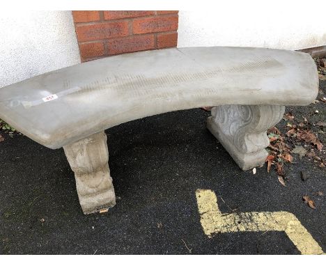 Curved garden bench on two plinths 