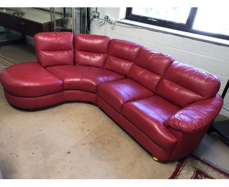 Red two piece sectional retro-style sofa