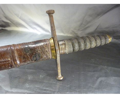 Late Victorian officers Sword with etched blade all the way up. Stamped with the strength circle 'Proved H' with the interloc