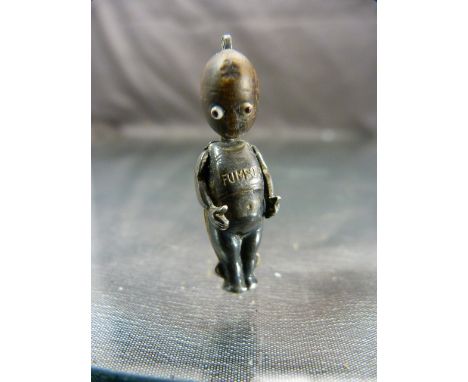 WW1 'Fumsup' sweetheart male pendant or charm. The head carved out of wood and set with enamel eyes.