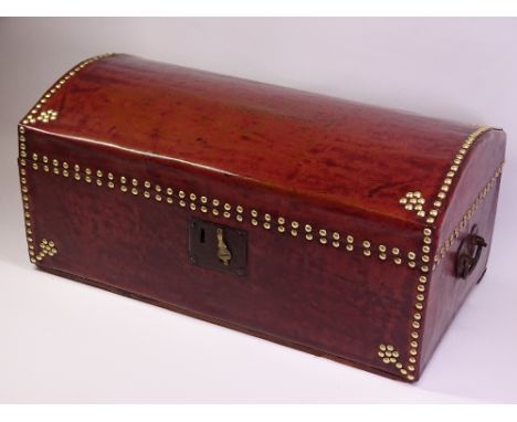 GEORGIAN STYLE STUDDED LEATHER DOME TOPPED TRUNK