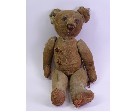 VINTAGE CHAD VALLEY TEDDY BEAR, Early 20th Century with metal part button&nbsp;in ear, in extremely loved and play worn condi