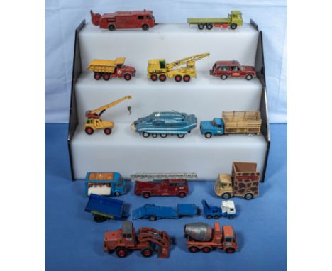 A collection of vintage Corgi, Dinky and other play worn die cast vehicles