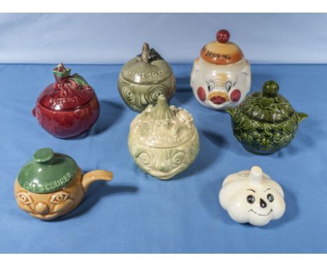 Vintage condiment jars mostly Sylvac