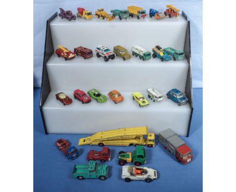 A collection of vintage Corgi, Dinky and other play worn die cast vehicles