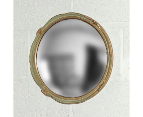 Vintage gilt framed convex wall mirror, 39cm diameter
