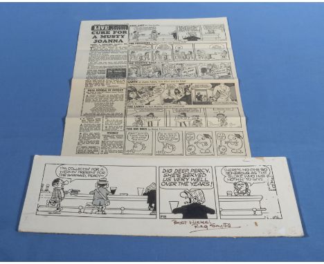 A signed Andy Capp strip by Reg Smythe and a vintage newspaper