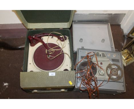 A RETRO FIDELITY RECORD PLAYER TOGETHER WITH A PHILLIPS REEL TO REEL PLAYER 