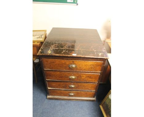 A LARGE FOUR DRAWER MAP / ARCHITECTURAL STYLE CHEST OF DRAWERS