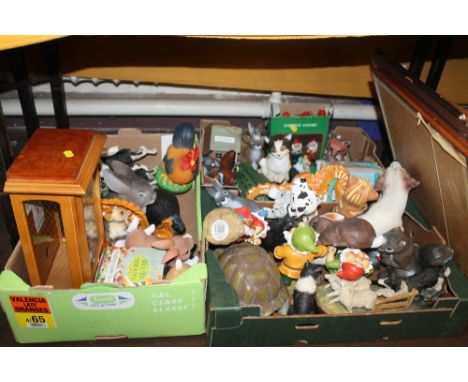 A QUANTITY OF MAINLY ANIMAL ORNAMENTS TOGETHER WITH A MANTEL CLOCK AND A QUANTITY OF PICTURES AND PRINTS, ETC 