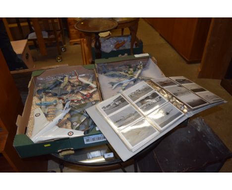 Two boxes of model planes; and an album of photos