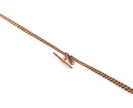 A graduated Albert chain, each link stamped '9' '.375', with a 9 carat gold T-bar .  Gross weight - 46.41 grams