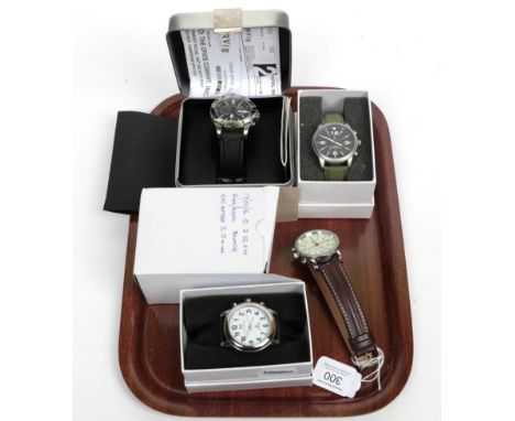 A Wemger Swiss Army chronograph wristwatch, ref. 7085X, two Tavistock &amp; Jones Radio Controlled wristwatches and two Accti