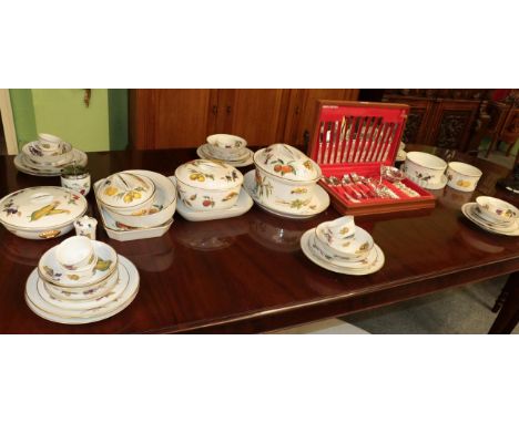 A quantity of Royal Worcester Evesham dinner wares, together with a Viners canteen of cutlery (six place setting)