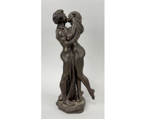 R.CAMERON: A RESIN BRONZE SCULPTURE, TWO LOVERS35cm H