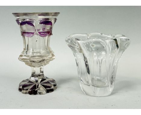 A DAUM GLASS VASE ALONG WITH ANOTHERDaum 11cm H