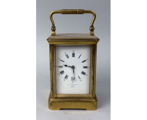 CHARLES FRODSHAM AND CO, PARIS: A BRASS CARRIAGE CLOCK13cm H