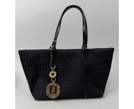 A LADIES FENDI ZUCCA PRINT HANDBAG36cm W