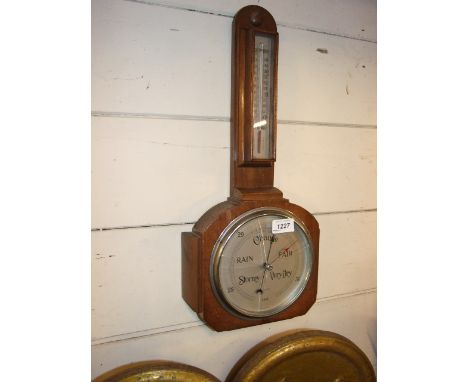 OAK CASED BAROMETER (GLASS A/F)