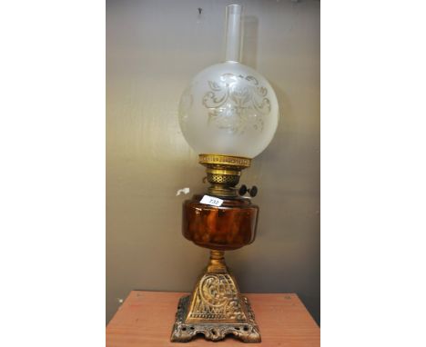 OIL LAMP WITH GRANGE RESERVOIR