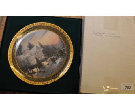 THOMAS KINKADES FOUR SEASON CLOCK,LAMP LIGHT LAND CLOCK AND 3 OTHER PLATES
