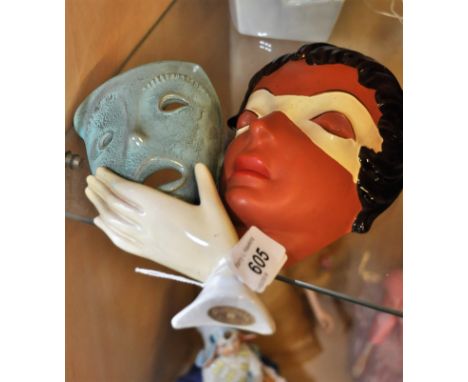 RARE VINTAGE GOLDSCHEIDER WALL MASK,LADY IN MASK,NUMBERED BUT NOT SIGNED 7" X 7"