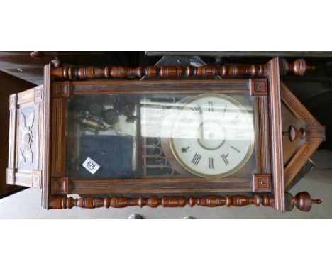 Distressed Vienna Type Wall Clock: height 83cm 