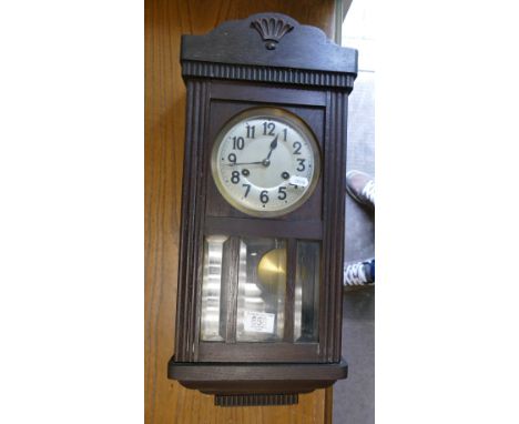 Oak Cased Wall Clock: 