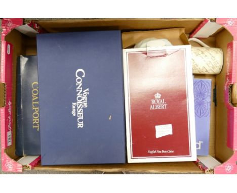 Tray lot of Wedgwood Coalport and Royal Albert ceramics: Includes various plates etc. plus boxed cutlery, Royal Albert photo 