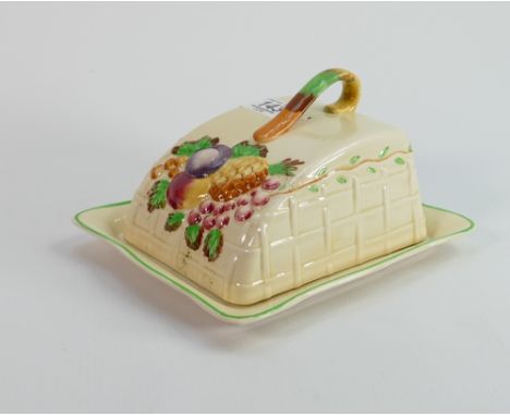 Clarice Cliff Newport Potter Cheese dish and base: Allo ver crazing to base, 19.5 cm long max. 