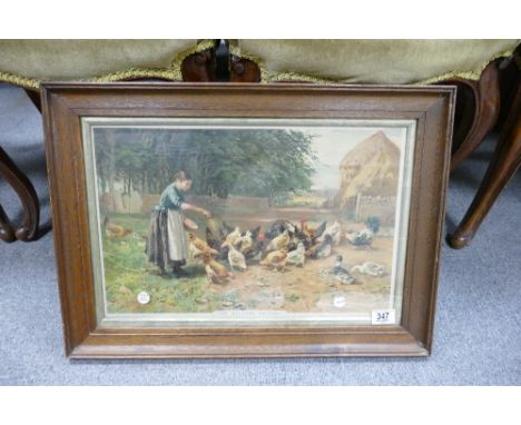 Oak Framed early 20th Century Pears Print 'The Welcome Ration': 42 x 59cm 