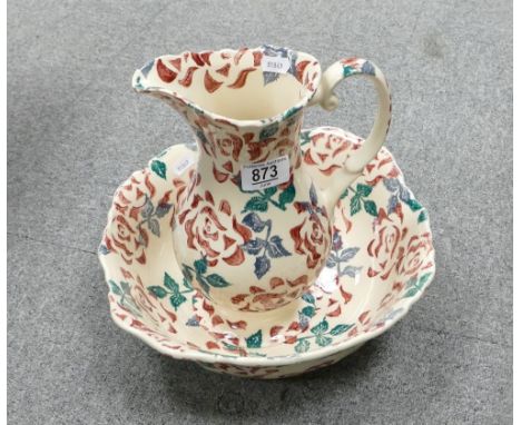Unmarked Bridgewater (Emma) Wash Basin &amp; Jug: height of jug 26cm(2) 