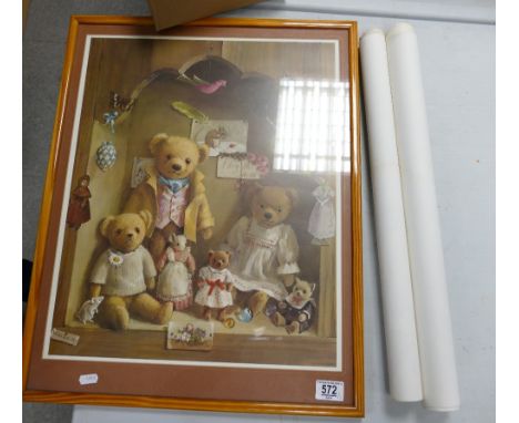 Large Frame Deborah Jones Framed Teddy Bear Print: together with a Miney Todd &amp; Viyella Poster prints 