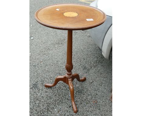 Mahogany Inlaid Tripod Table: 